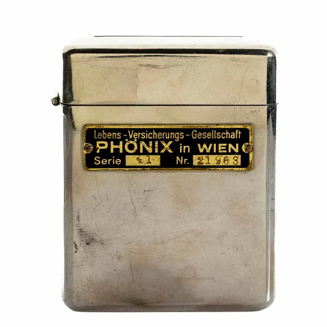 Alte Spardose Sparbüchse Lebens-Versicherungs-Gesellschaft Phönix in Wien  - Bild 2
