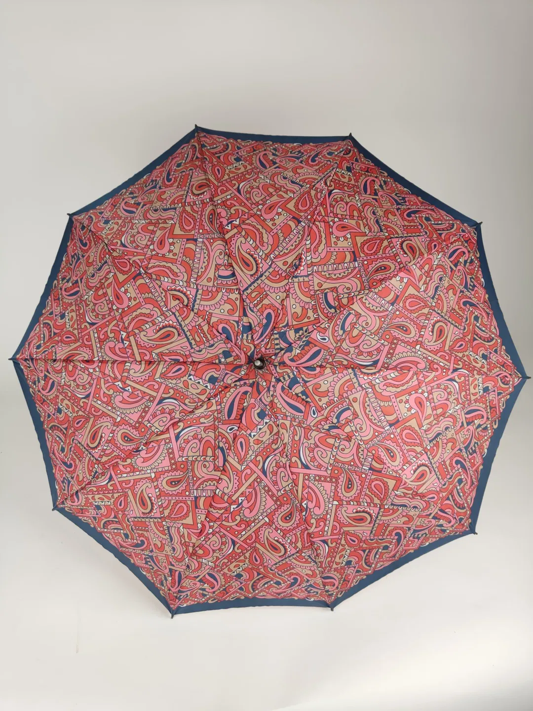 Vintage-Flanierschirm / Sonnenschirm / Damenschirm - rot-rosa-blau bedruckt - Bild 4