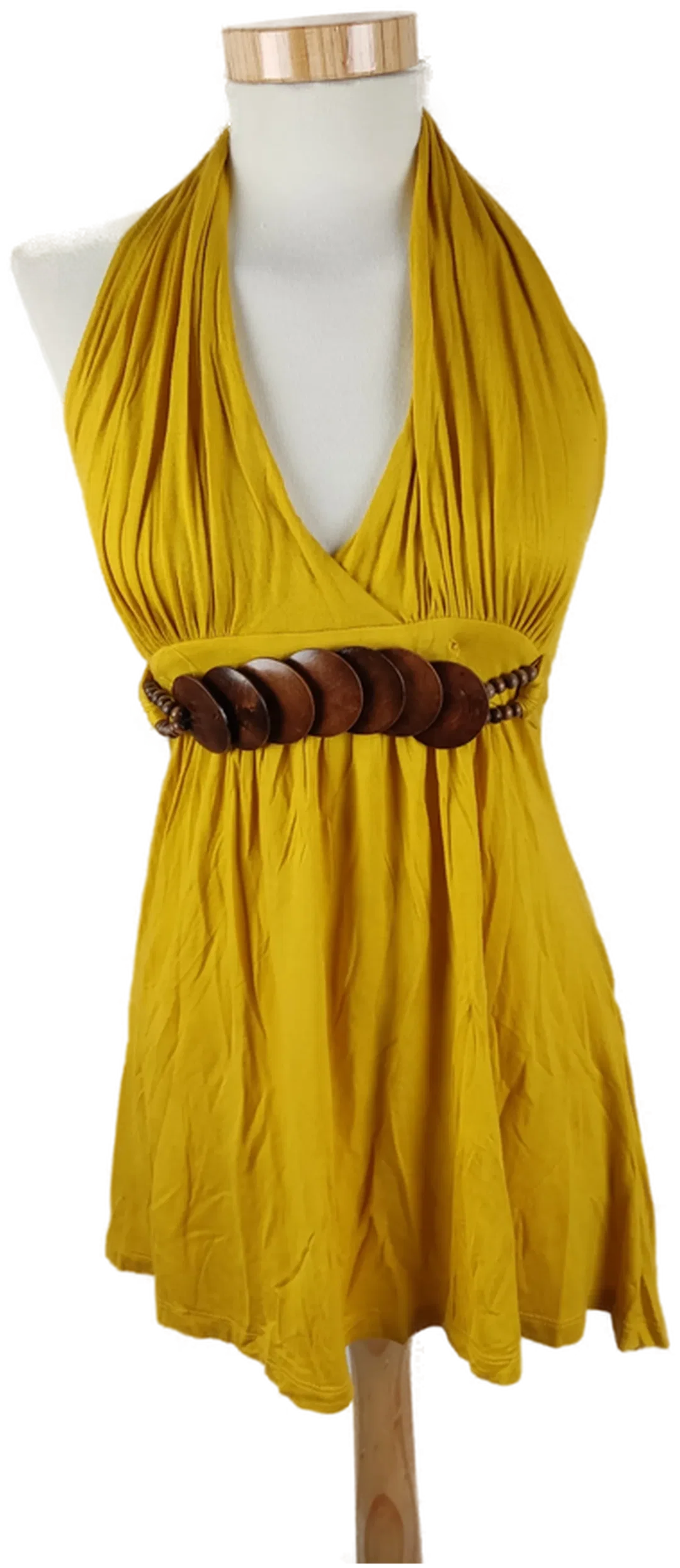 Rückenfreies Damen Neckholder Shirt mit Holzdetails, Gr. XS - Bild 1