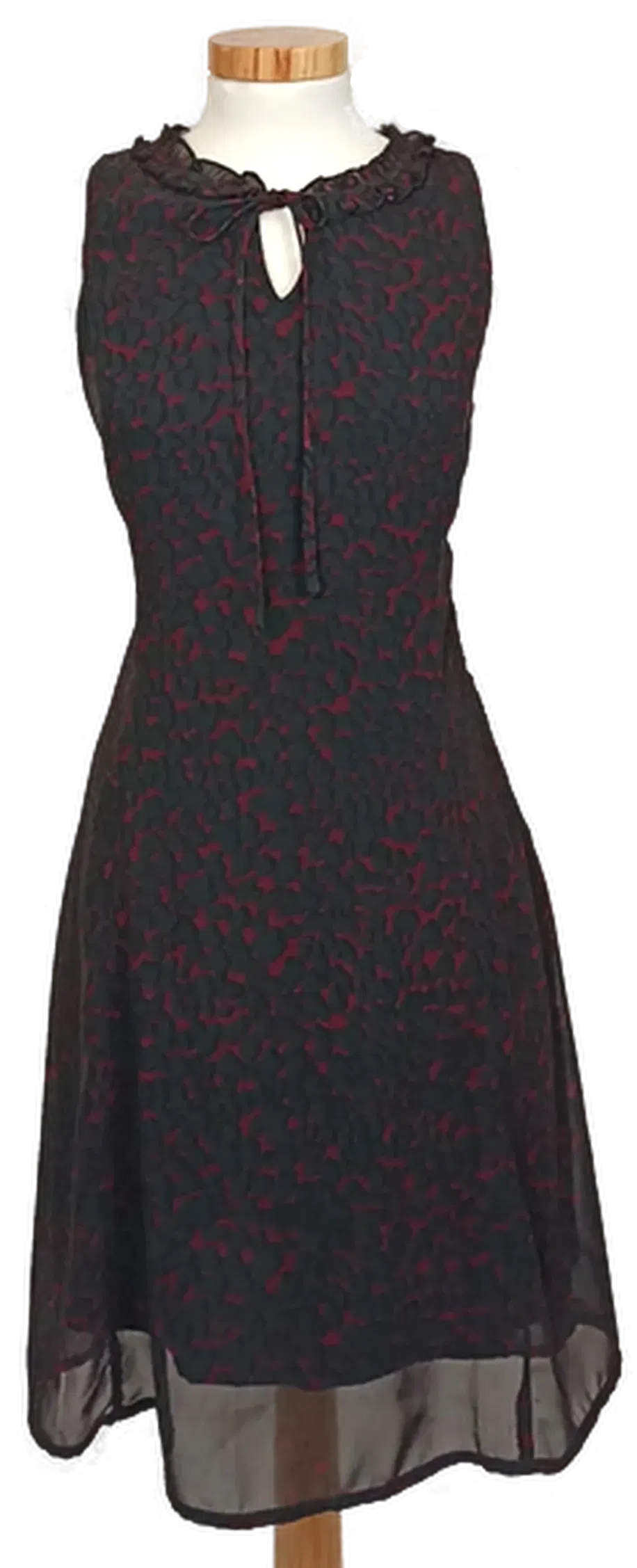 Street One Midi-Abendkleid weinrot/schwarz gemustert Gr. 34 - Bild 1