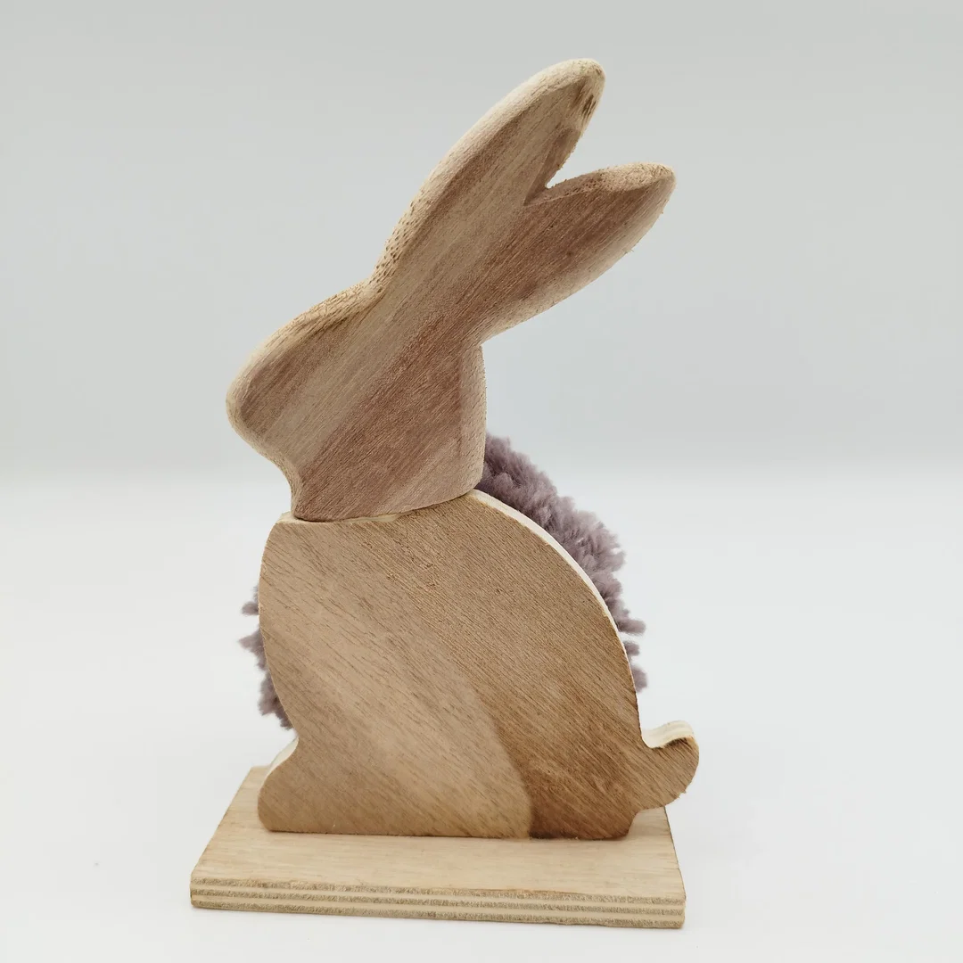 BADEN Häschen Holzfigur mit Bommelfell - ca. 19cm hoch – Bild 3