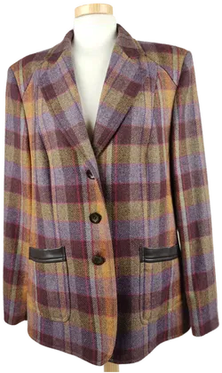 Basler Damenblazer kariert mit Kunstleder-Applikationen an den Taschen - XL/42 - Bild 1