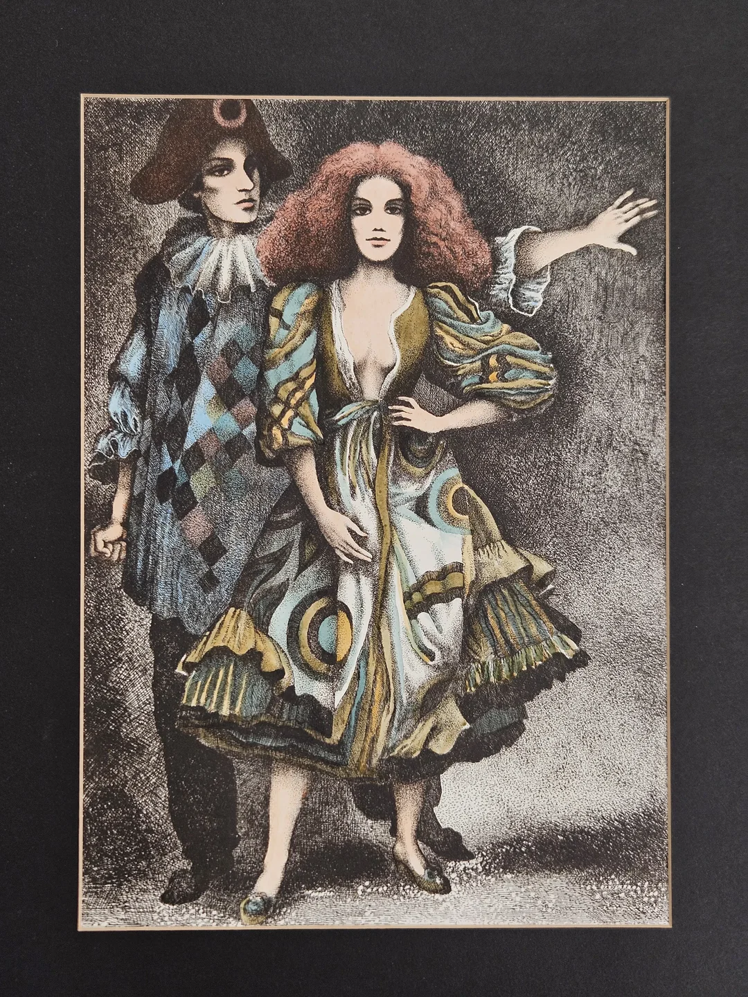 HELMUT KIES - Pierrot und Columbine - Lithogaphie  – Bild 2