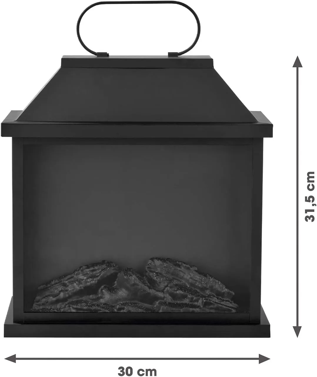 EASYmaxx LED-Kamin / LED Metall-Laterne XXL – Kaminfeuer-Effekt – Schwarz – ca. 31,5 cm – Bild 3