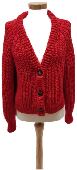 Kurze Damen Grobstrickweste mit Knöpfen, Rot, Gr. M - Bild 1