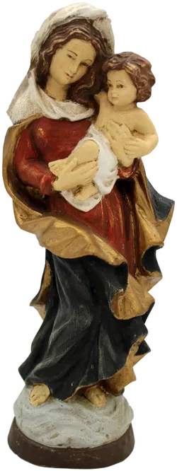 Madonna mit Kind – Holzfigur, polychrom gefasst, Handarbeit, ca. 37 cm - Bild 2