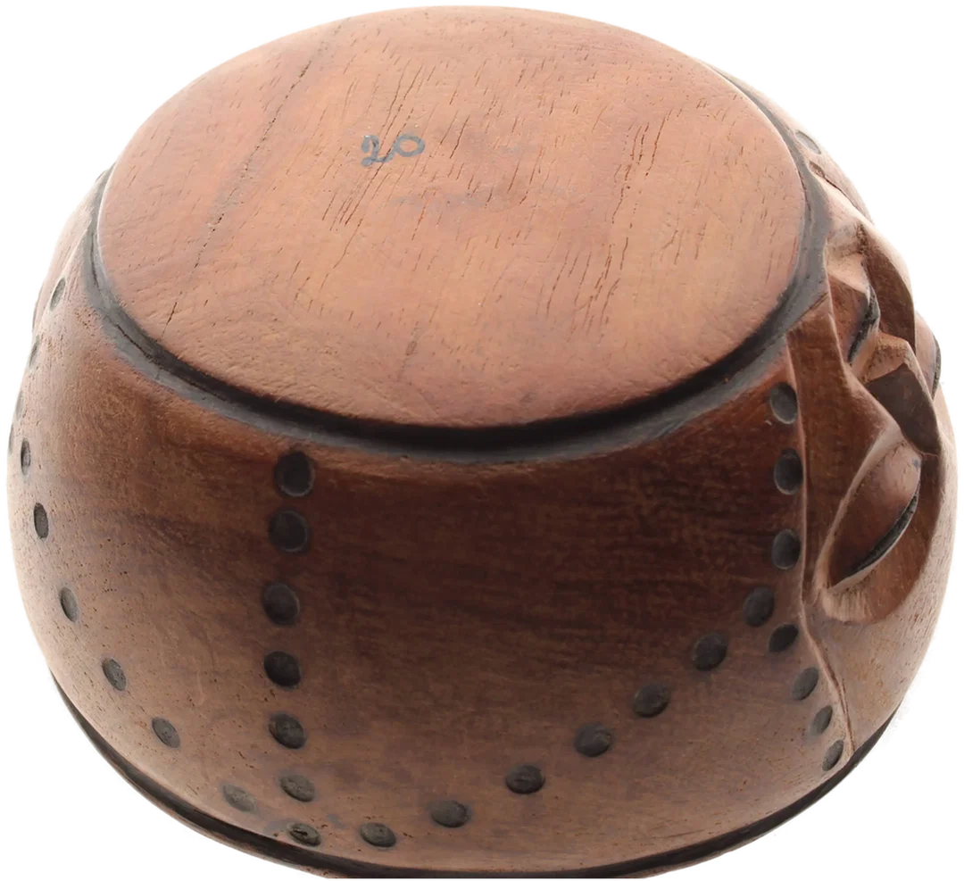 Handgeschnitzte Holzschale mit Gesicht – Afrikanische Kunst – Ø 20 cm – Bild 3