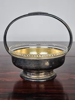 Vintage ES Messingkorb mit Galseinsatz - Durchmesser ca. 18,5 cm  - Bild 2