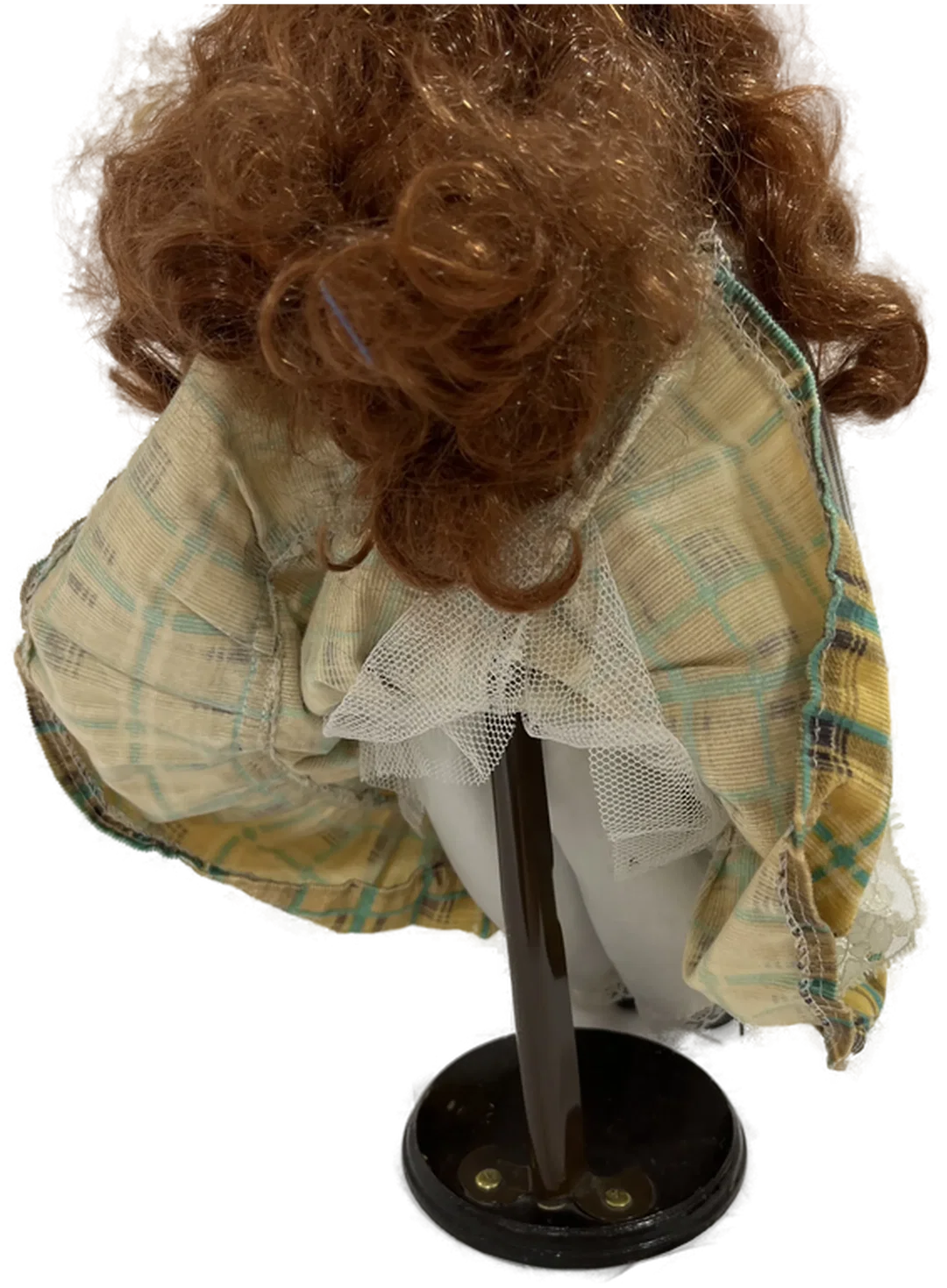 Sammelpuppe mit Puppenständer 40 cm kariertes Kleid – Bild 3