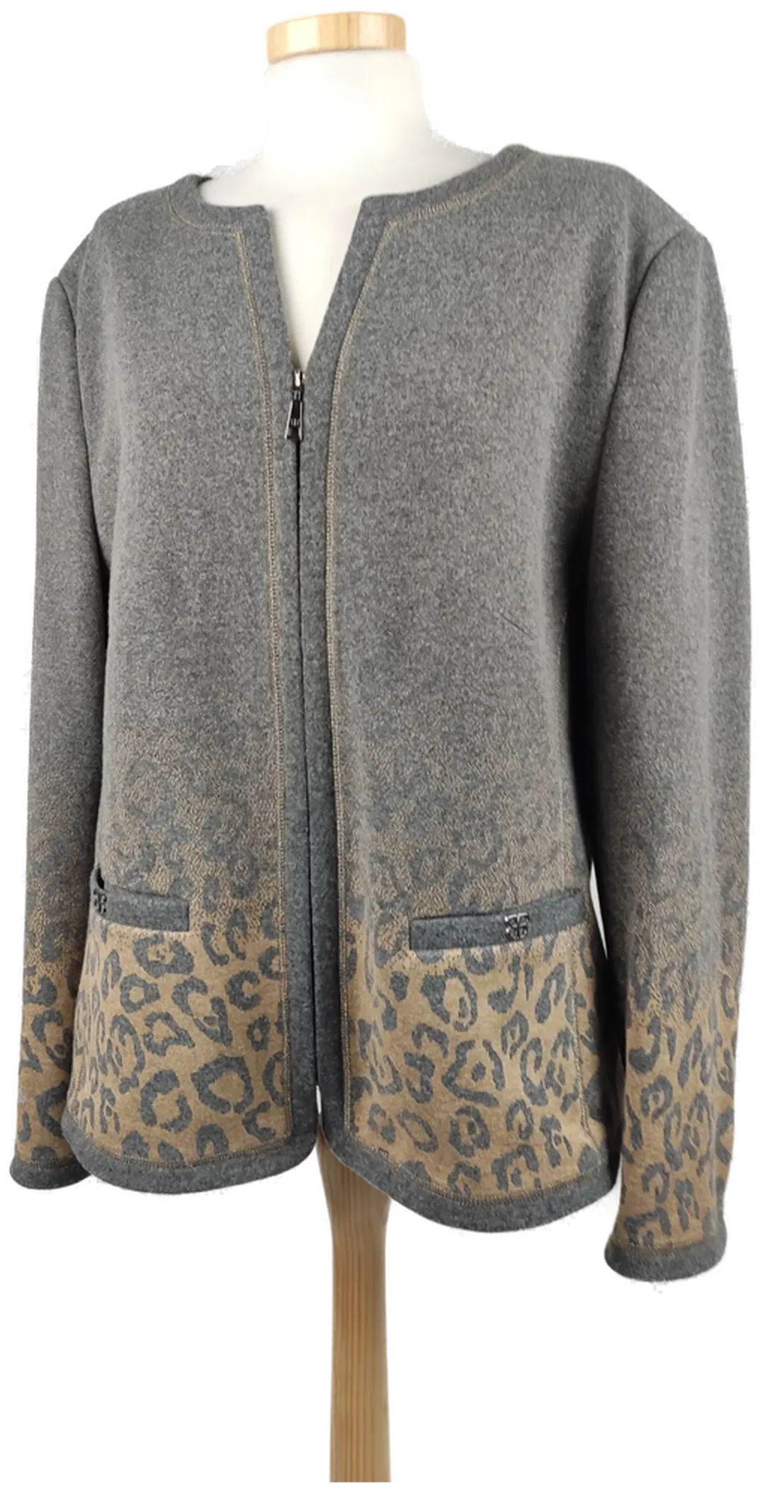 Basler Damenblazer mit Zipp vorne / grau-beige / goldene Ziehrnaht - XXL/44 - Bild 1