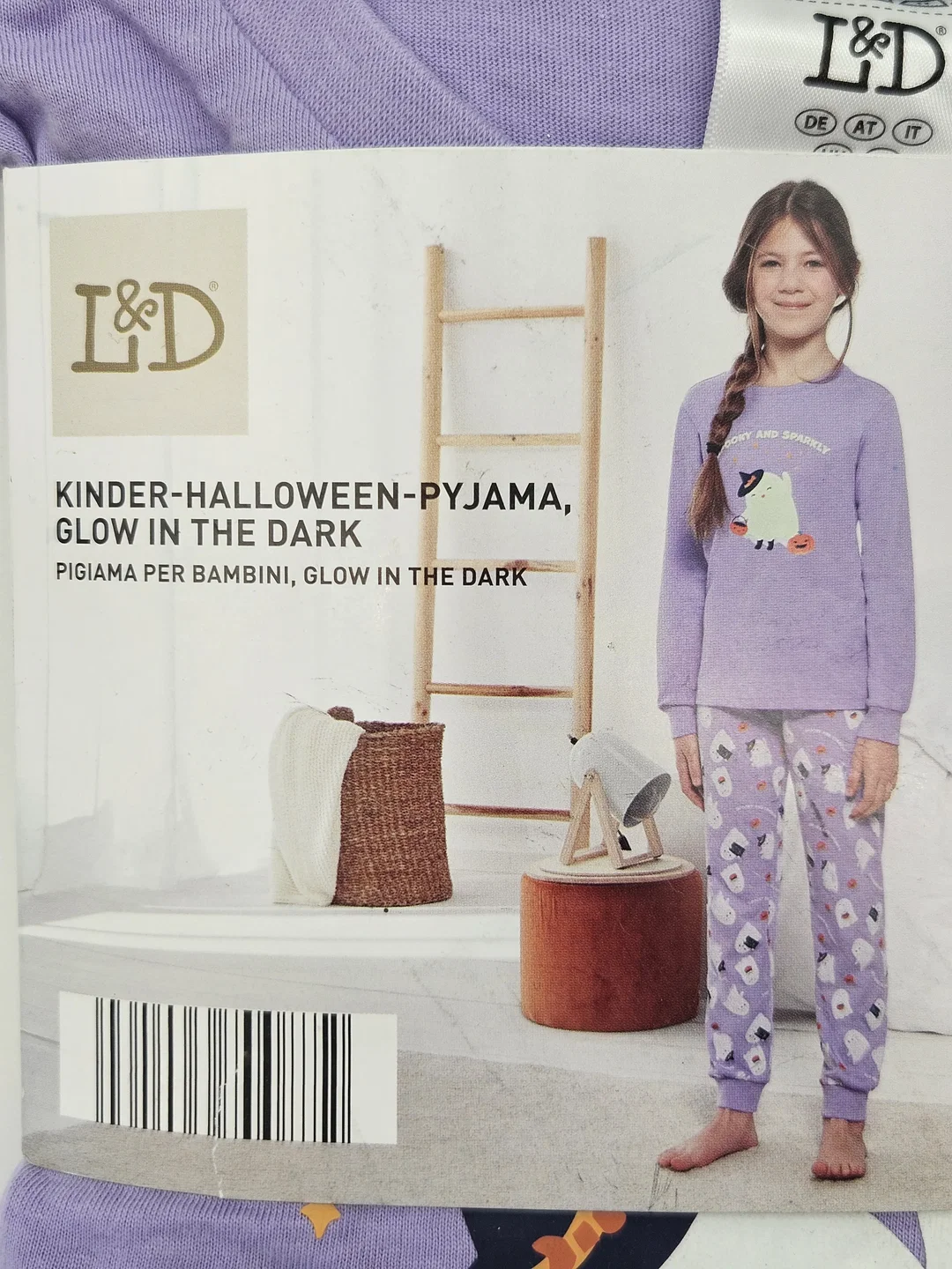 L&D Kinder-Halloween-Pyjama Glow in the Dark #3, lila - Gr- 110/116 – Bild 2