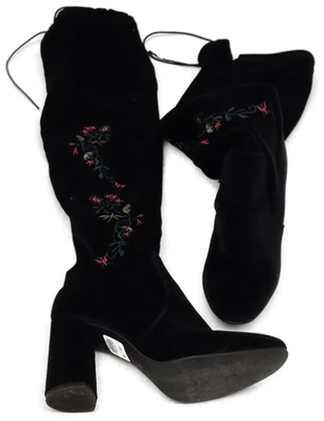  Kate Gray Damenstiefel mit Dickem Absatz schwarz mit Blumenmuster Große 38 - Bild 1
