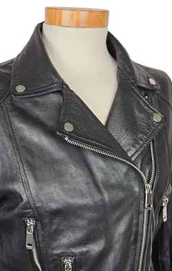 ZARA trf collection Damen Lederjacke, schwarz - Gr.  S - Bild 5