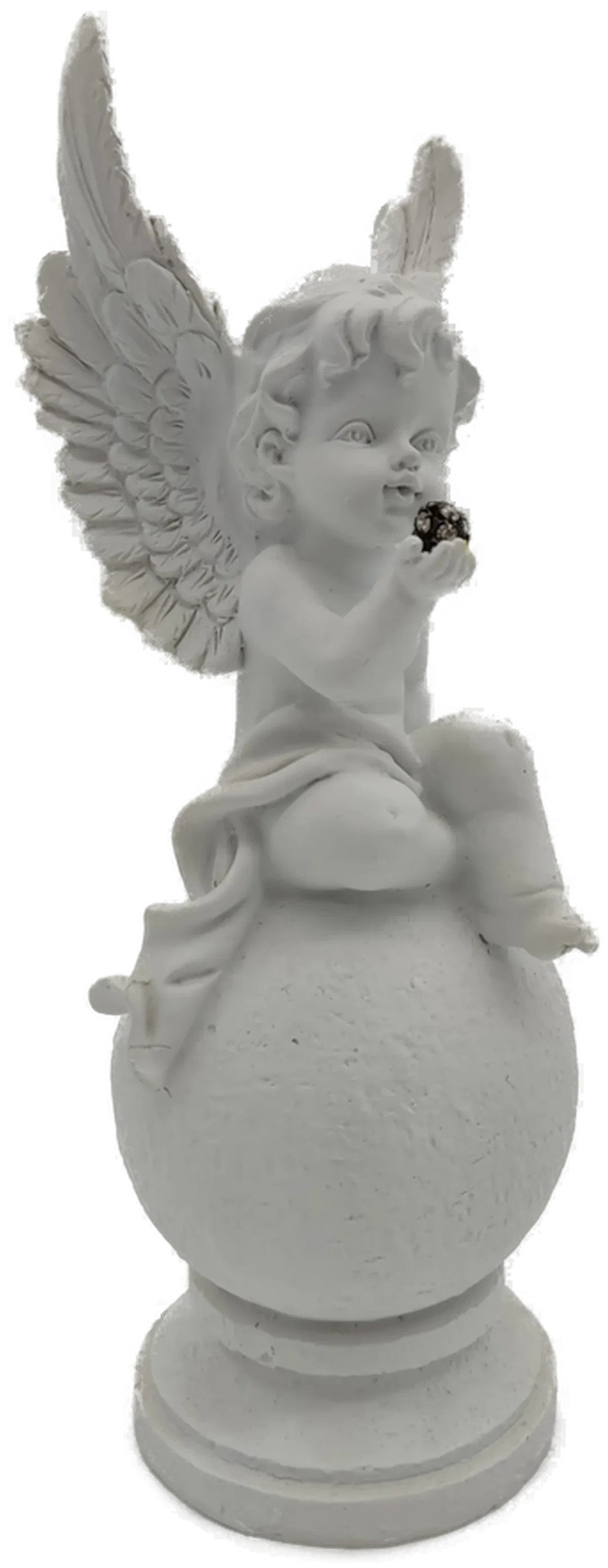 Decko "Engel auf Kugel sitzend", weiß, Größe ca. 23 x 9 cm – Bild 1