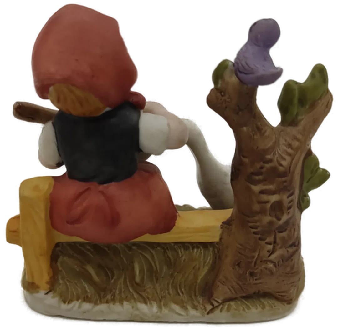Figuren Mädchen mit Gitarre und Gans im Stil einer Hummel Figur Porzellan/Keramik  – Bild 3