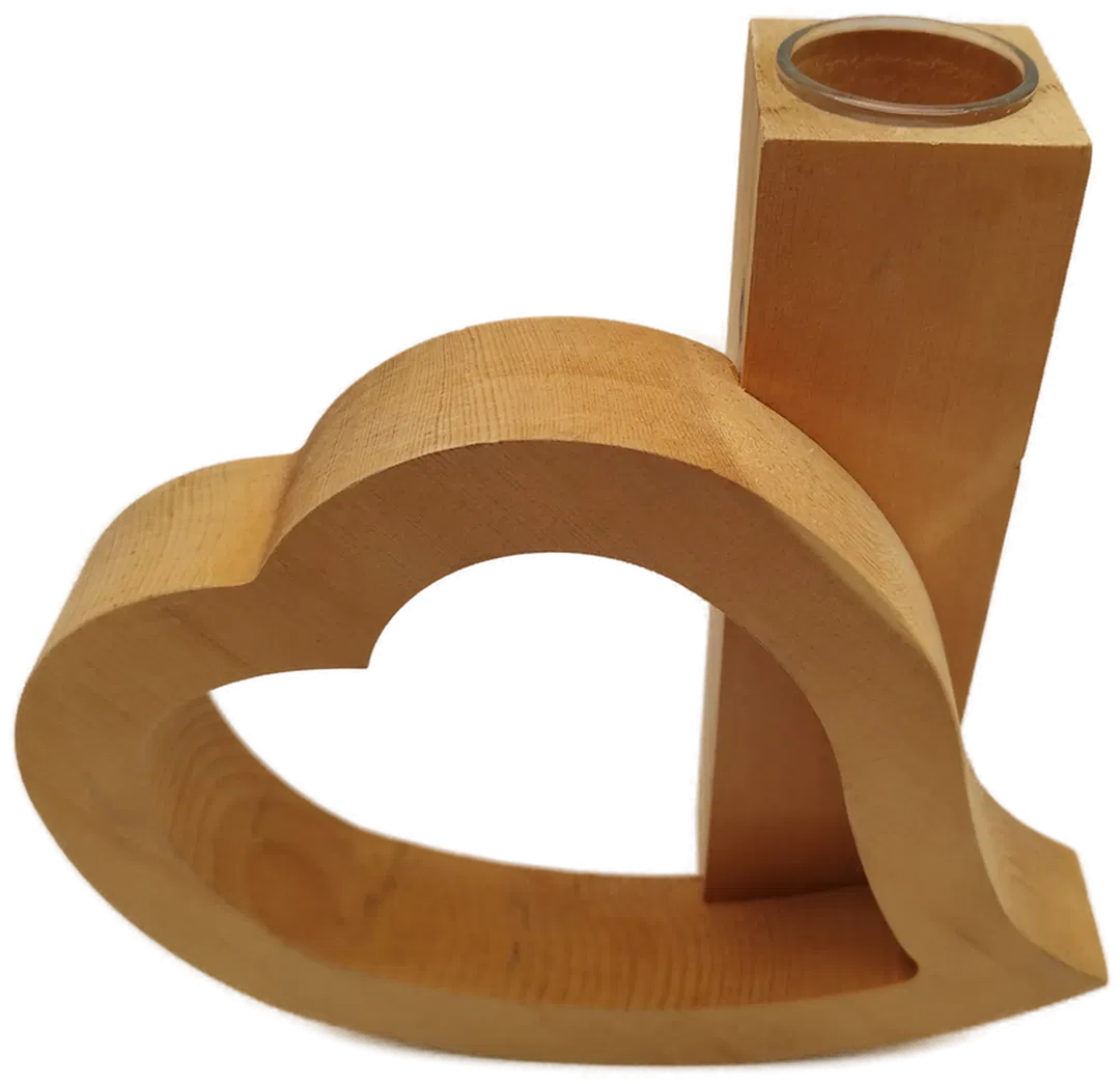 Herzförmiger Kerzenständer aus Holz - 23cm hoch - Bild 4