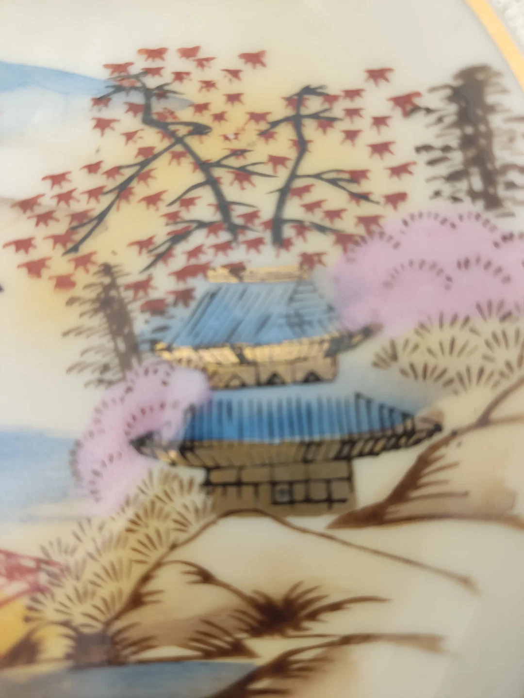 Japanische Teetasse mit Untertasse 4er-Set Porzellan Landschaftmotiv | Asiatische 'Kutani' Stil – Bild 15