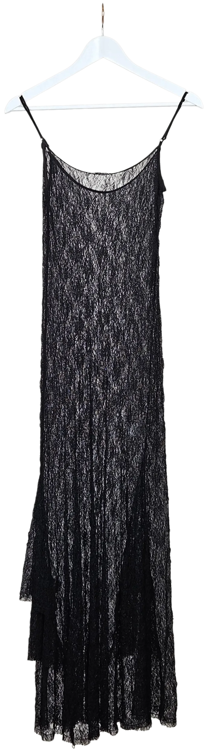 ZARA Damen Maxikleid mit Spitze, schwarz - Gr. L - Bild 4