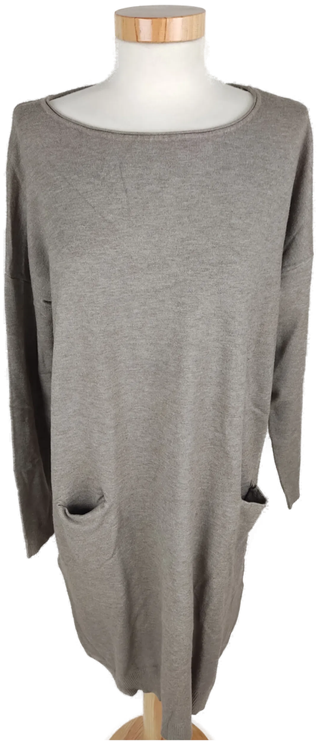 Strickkleid langarm mit Rundhalsausschnitt, braun mit Taschen, Größe 38 (geschätzt) - Bild 1