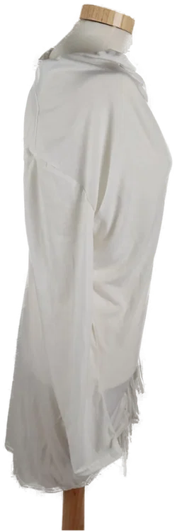 Weißes Damen Langarm Shirt mit Fransen, Gr. S - Bild 2