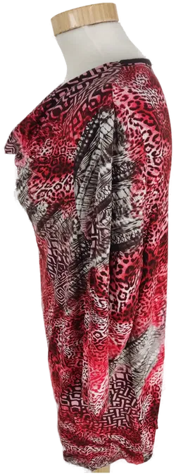 Damen T-Shirt Charles Vögele, rot/braun gemustert, Größe L, dreiviertelarm - Bild 2