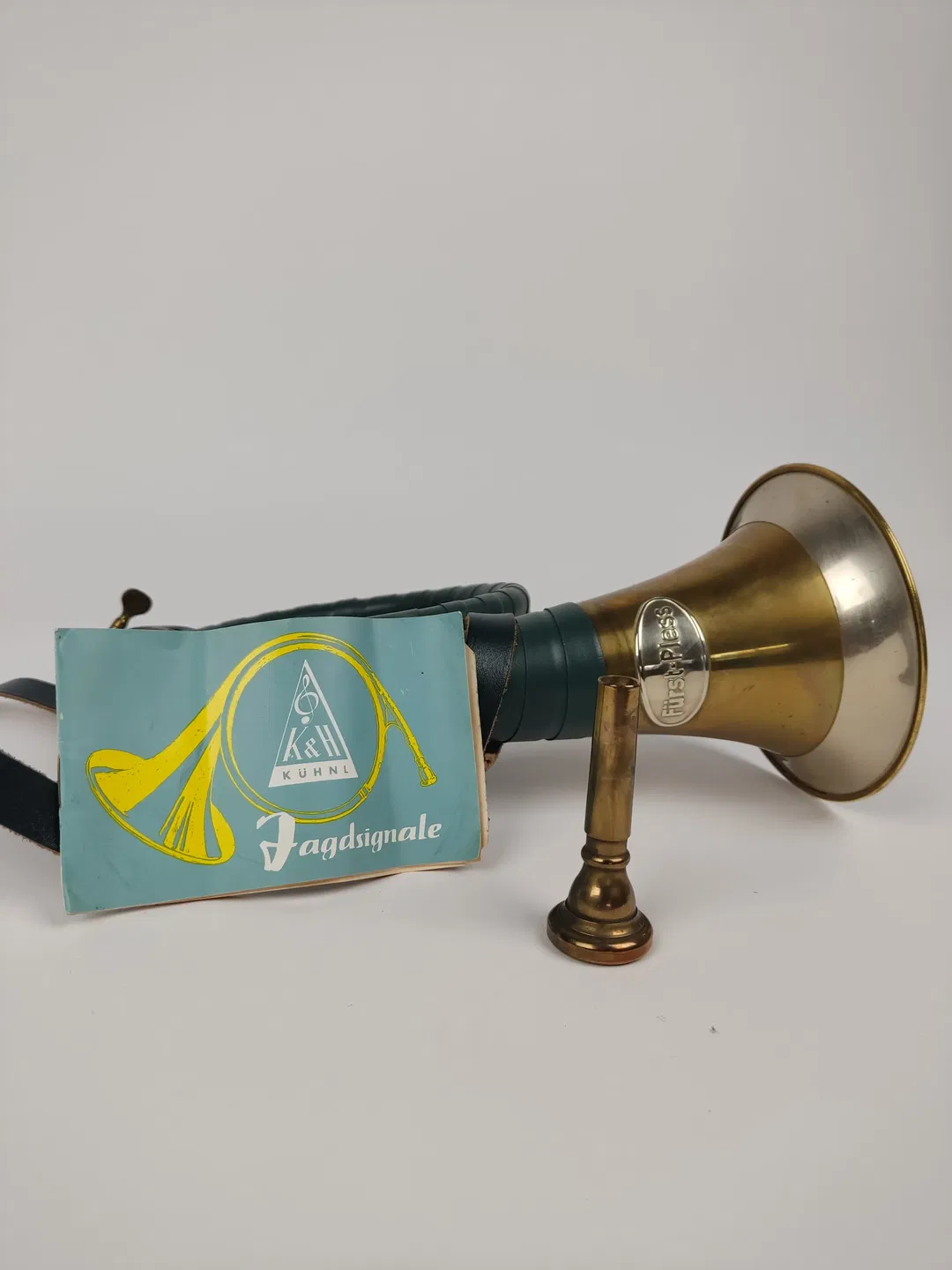 Fürst-Pless Jagdhorn in Gold & Messing / inkl. Tasche - Bild 3