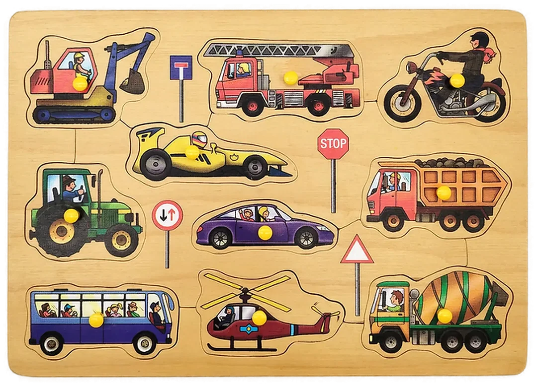Holzpuzzle zum Thema Verkehrsmittel - 11 teilig - Bild 1