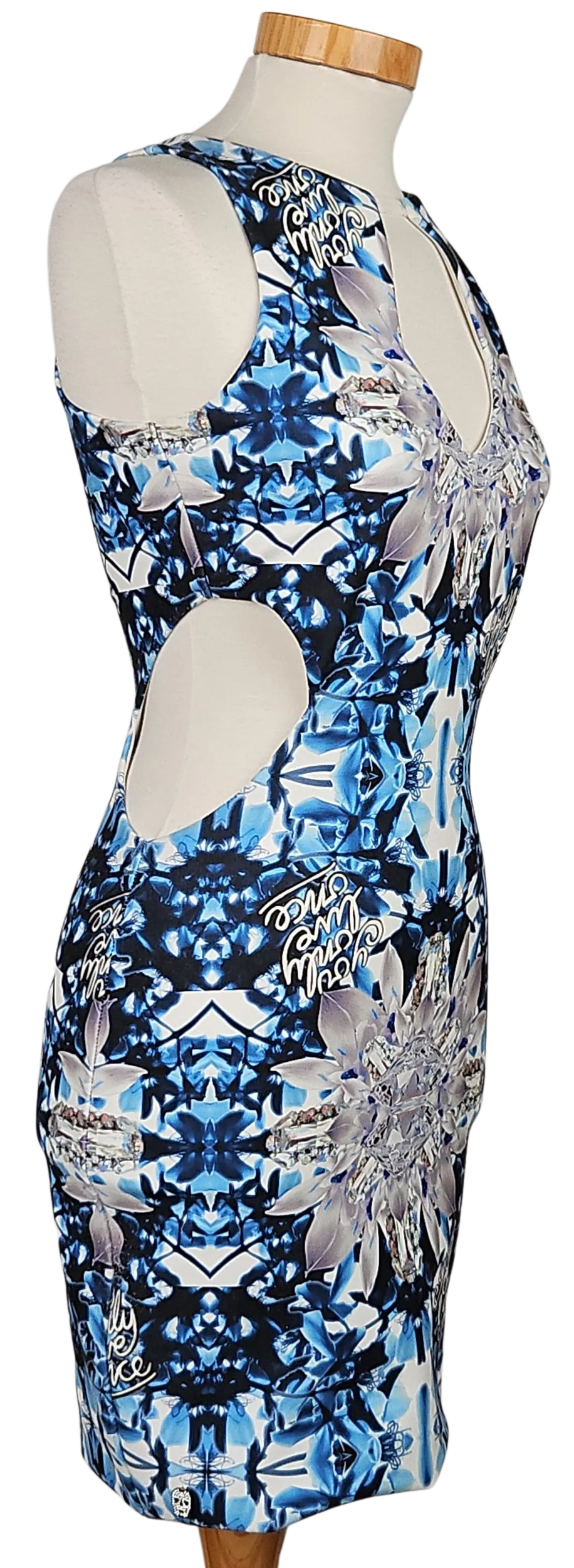 PHILIPP PLEIN Damen Minikleid, blau/weiß - Gr. S  – Bild 3
