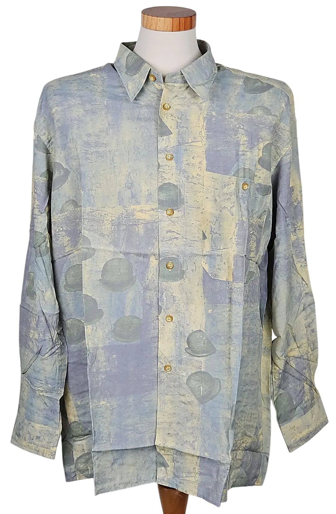 LUIGI Vintage Herren Hemd, gelb/grau - Gr. XL  - Bild 1