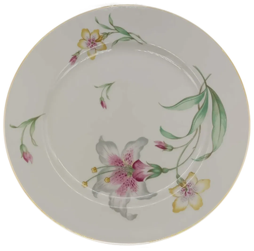 Rosenthal Selb Germany Teller aus Porzellan mit Liliendekor und Goldrand - Bild 3