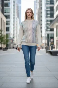 Carlo Colucci Vintage Herren Pullover, grau/beige - Gr. XXL - Made in Germany - Bild 5