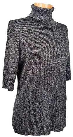 Olsen Damen Rollkragen Shirt, schwarz/silber - Gr. XXL  - Bild 3