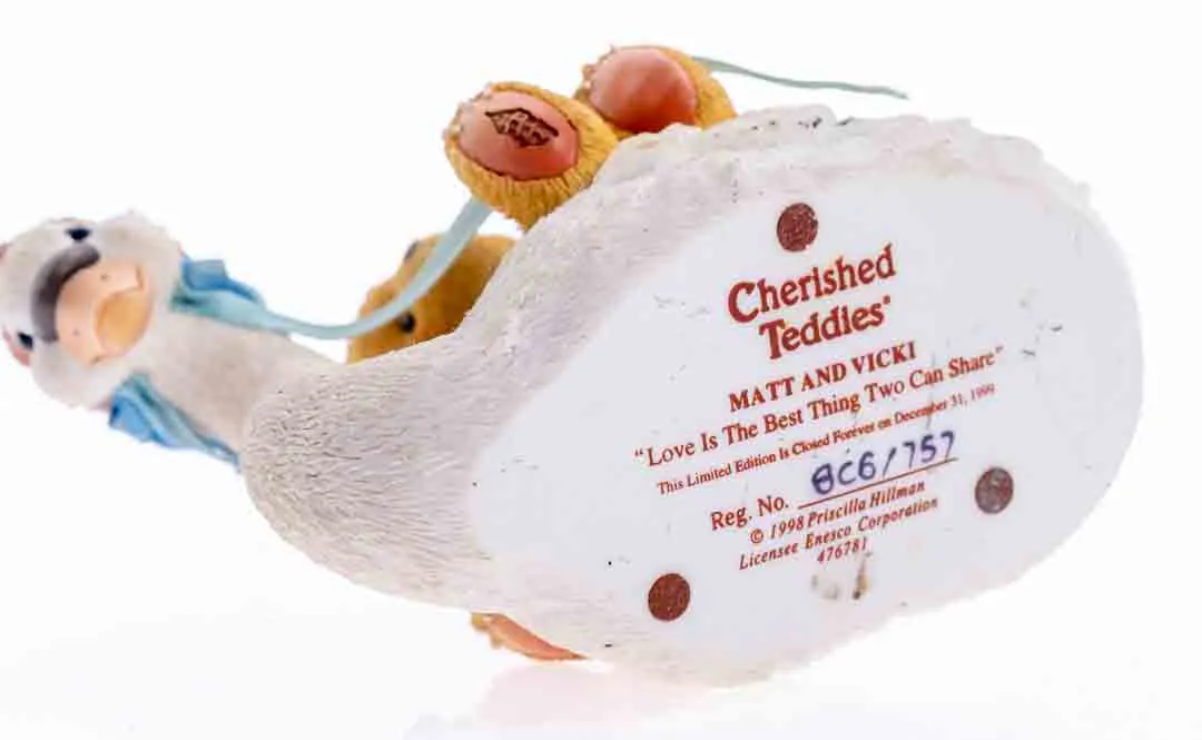 Cherished Teddies Matt und Vicki Sammelfigur - Bärenkinder mit Schwan – Bild 2