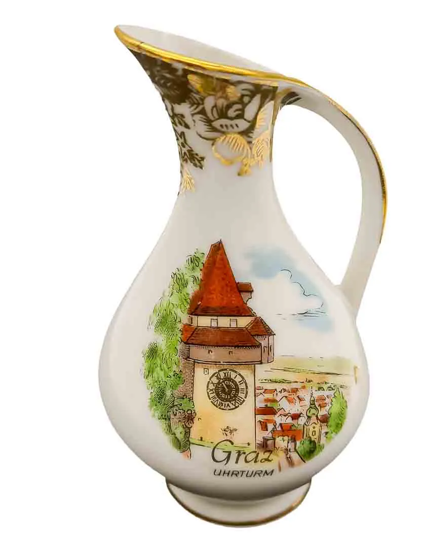  Porzellan-Kanne mit Graz-Motiv und Goldrand - Bild 1