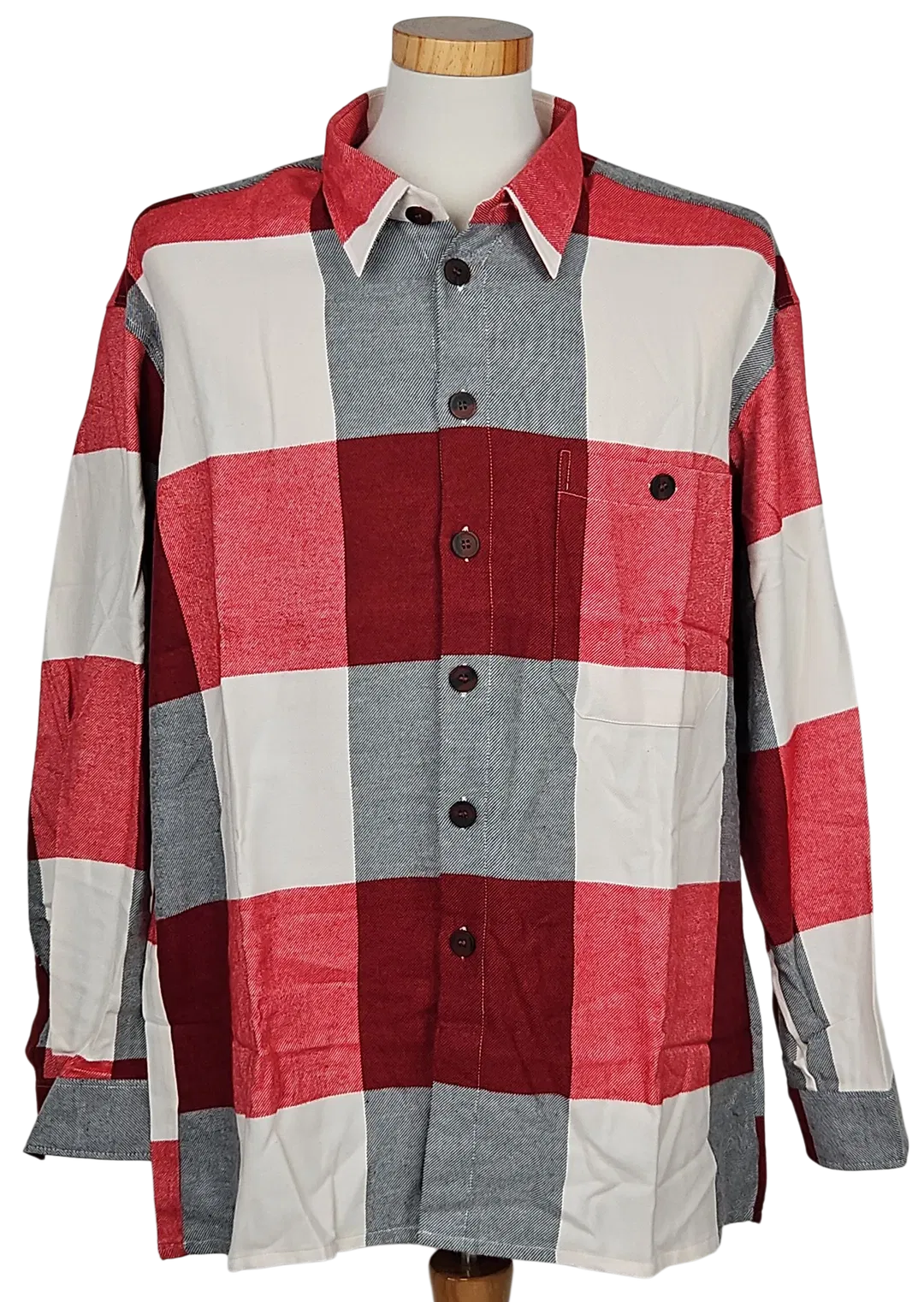 LUIGI Vintage Herren Hemd, rot/weiß/schwarz - Gr. XL  - Bild 1