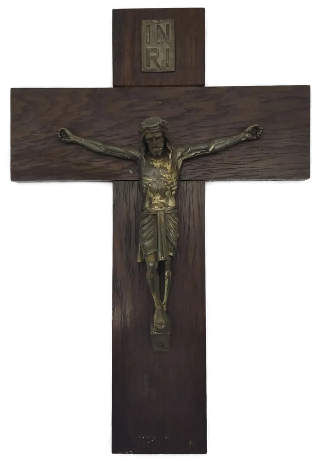 Holzkreuz mit Metallfigur Kruzifix - Bild 3