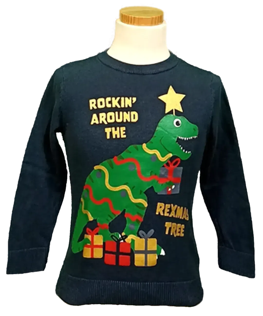 H&M Kinder Weihnachtspullover dunkelblau gemustert Gr. EUR 110/116 - Bild 1