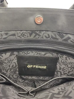 GF FERRE Tote Bag / Shopper, Nylon mit hochwertigen Lederapplikationen und geflochtenen Leder-Trageriemen – Vorschau 6