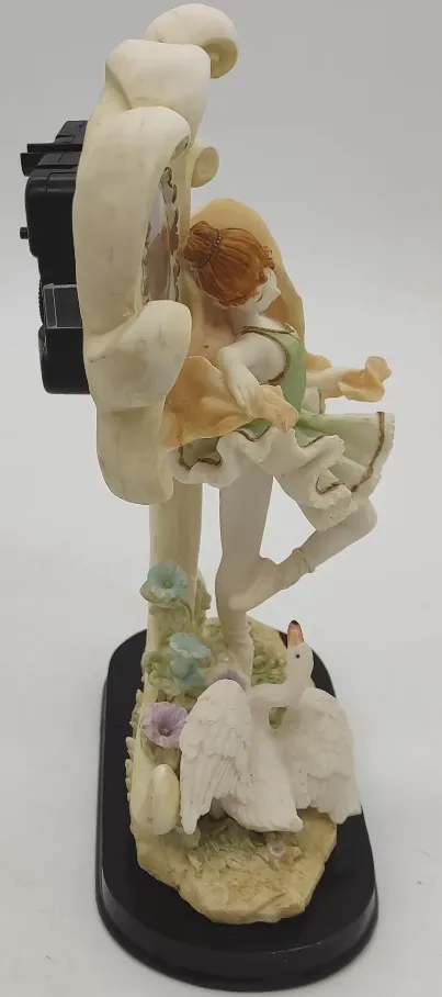 Tischuhr Ballerina mit Schwan Alabaster-Guß – Bild 6