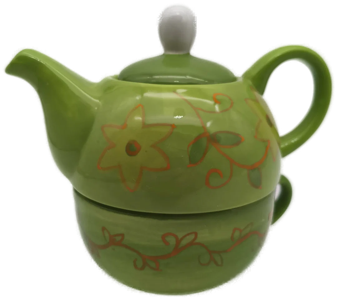 Set: kleine Teekanne + Tasse, Keramik; Mount Everest Tea Company – Bild 1