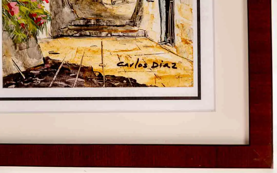 Carlos Diaz Wandbild – mediterrane Straßenszene, signiert, gerahmt – Bild 2