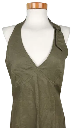 H&M Damen Midikleid, oliv - Gr. M  - Bild 4