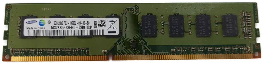 Samsung 2GB DDR3 2Rx8 PC3-10600U-9-10-B0 Arbeitsspeicher / RAM  - Bild 1