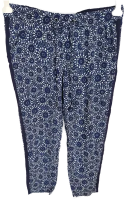 Hose, lang mit Gummizugbund, blau/weiß gemustert, Größe XL - Bild 1