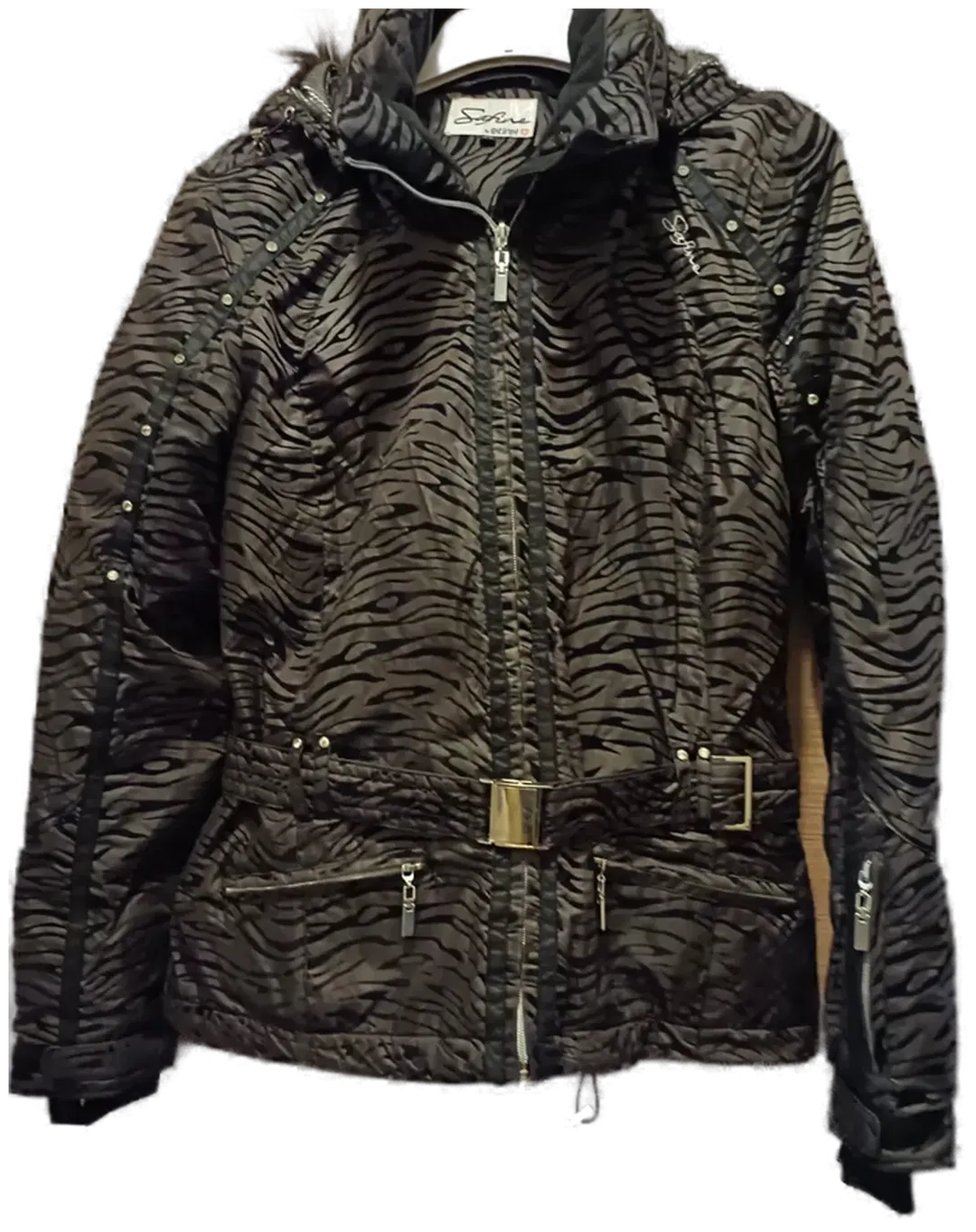 Safine by Etirel Damen Winterjacke braun-schwarz Gr. 38 - Hochwertige gestreifte Winterjacke - Bild 1