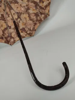 Vintage-Flanierschirm / Sonnenschirm / Damenschirm - beige-orange-braun geblümt - Bild 5