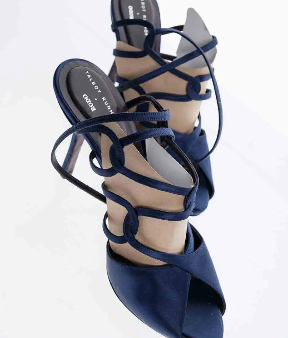 RODO High Heels – Satin Pumps in Dunkelblau – Größe 39 – Made in Italy – Bild 3