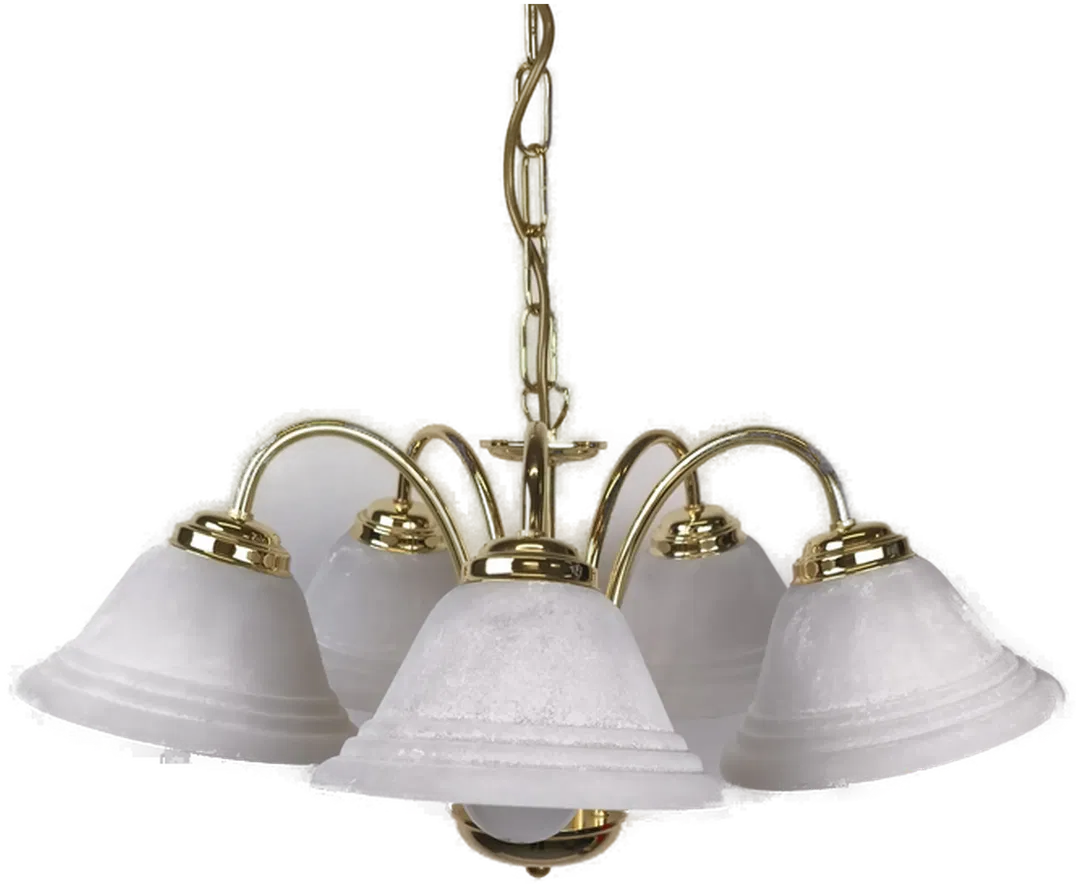 5-armiger Leuchter, Messing/Glas - Bild 1