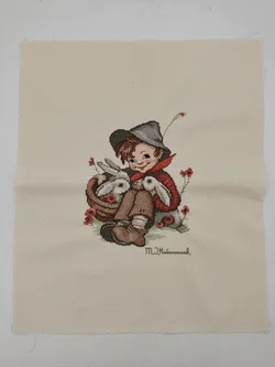 M. J. Hummel-Kreuzstich-Bild: Junge mit Hasen - Bild 2