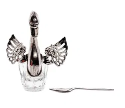 Zuckerdose Schwan mit Löffelchen versilbert/Glas - Bild 3